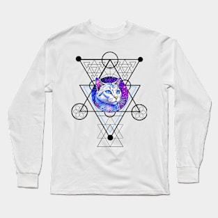 Sacred Geometry Galaxy Cat Long Sleeve T-Shirt